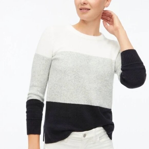 J. Crew Factory Crewneck Sweater in Extra Soft Yarn - Color Block, Small - Picture 1 of 8